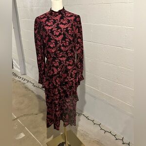 SALONI Isa Devore Silk Blend Georgette Midi Dress